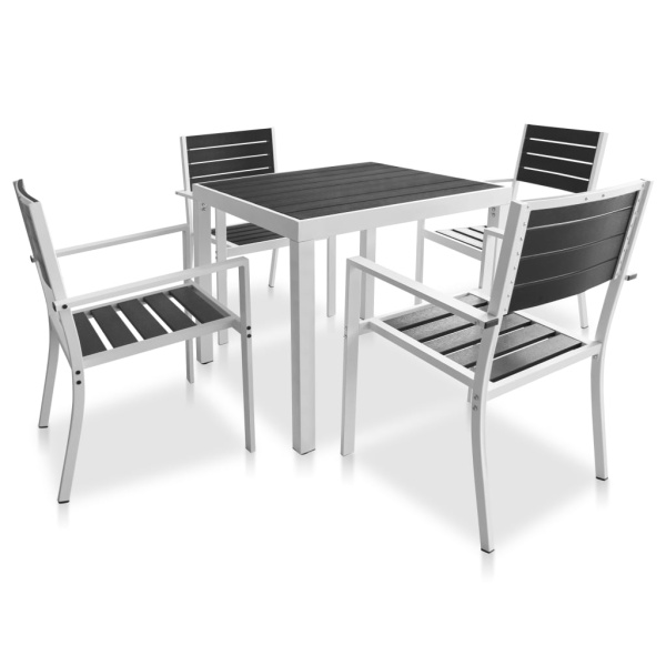 Set Mobilier De Exterior 5 Piese Negru Blat Wpc Si Aluminiu 42811